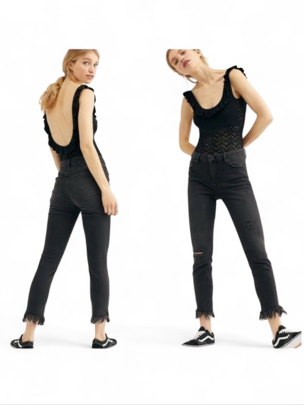 Free People Great Heights Skinny Jeans Washed Black Size 26